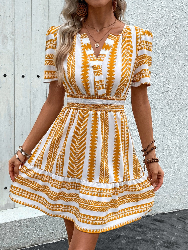 New European and American Summer Women's V-neck Bohemian Style Dress