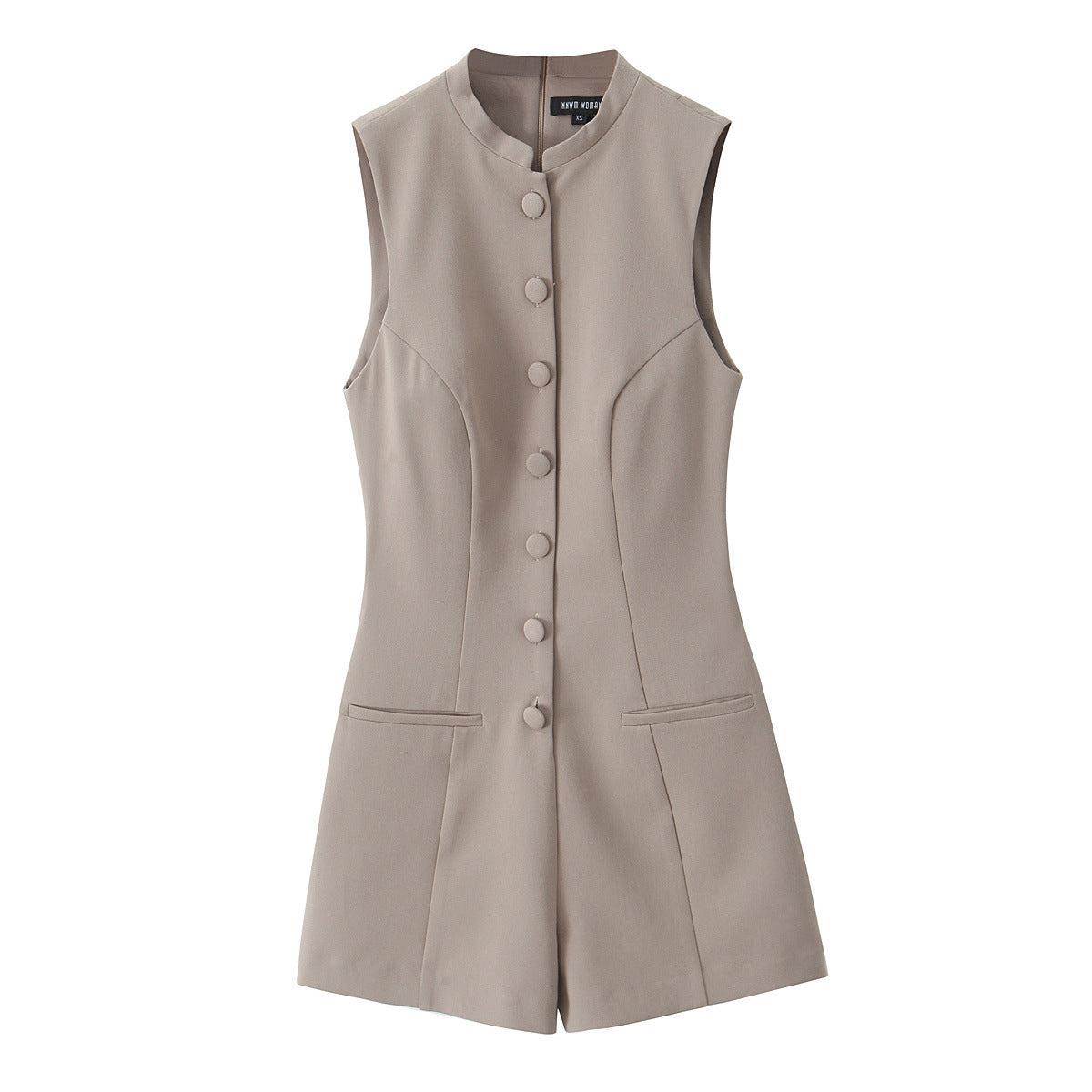 Button embellished sleeveless jumpsuit shorts