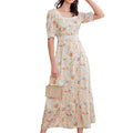 Summer Dress Elegant Design Chic Floral Chiffon Long Skirt For Women