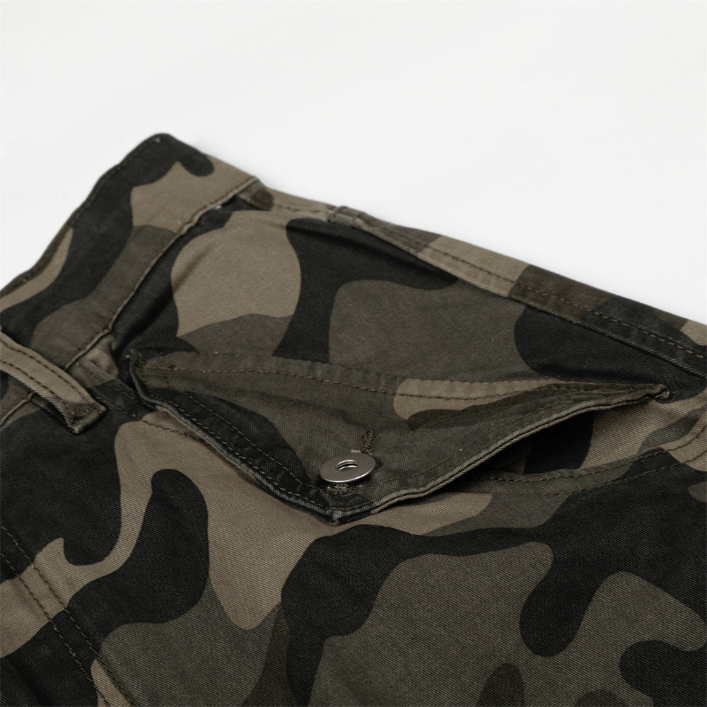 Camouflage curved knife work pants