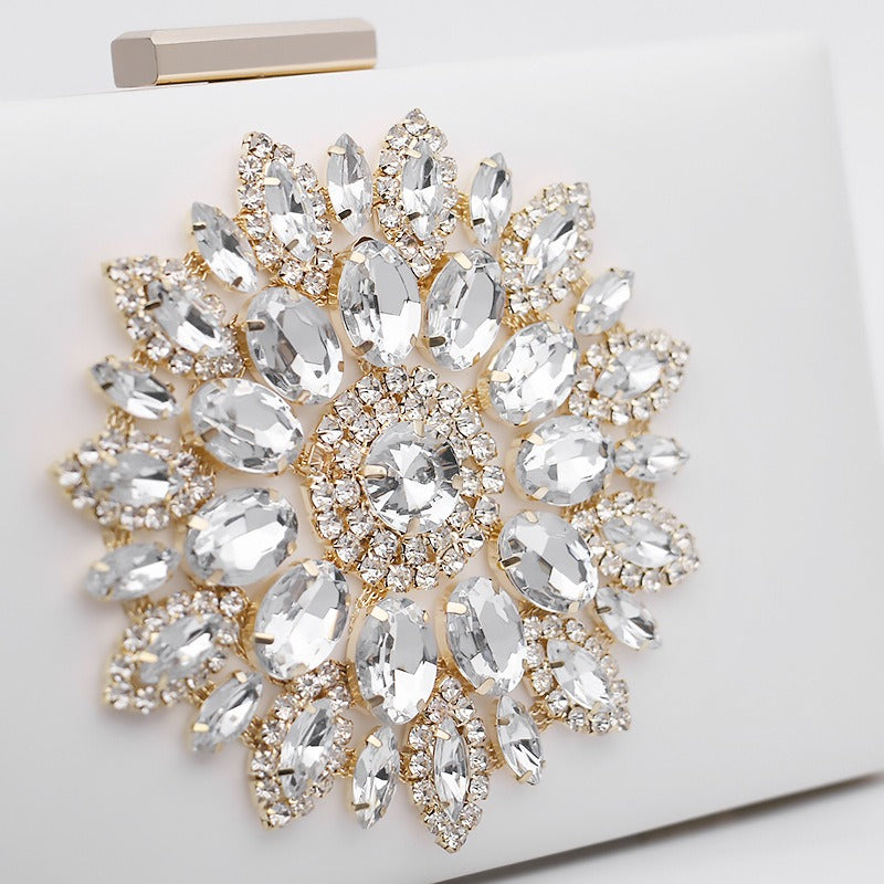New Versatile Diamond Embedding Dinner Bag Sweet Ladies One Shoulder Crossbody Chain Box Bag