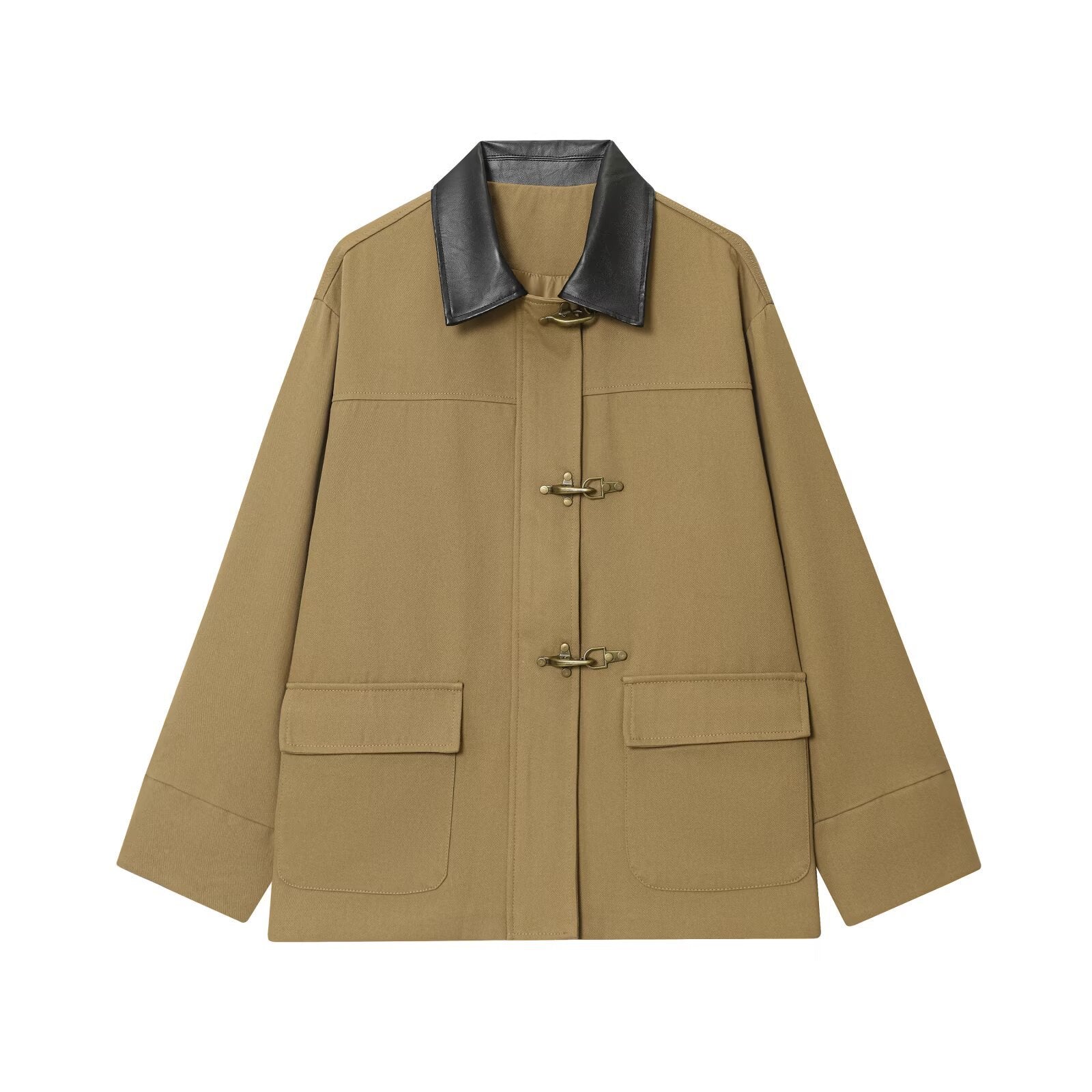 Work style leather collar jacket