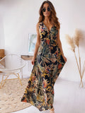 Summer New Print Open Back Lace-Up Dress