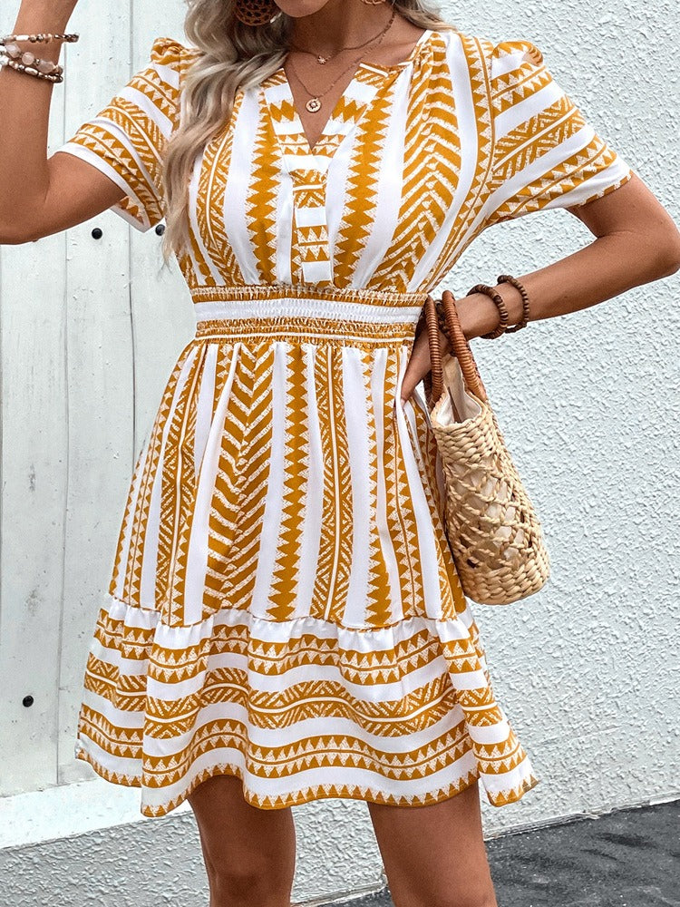 New European and American Summer Women's V-neck Bohemian Style Dress