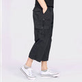 Summer cropped casual work pants men's plus size loose shorts casual pants