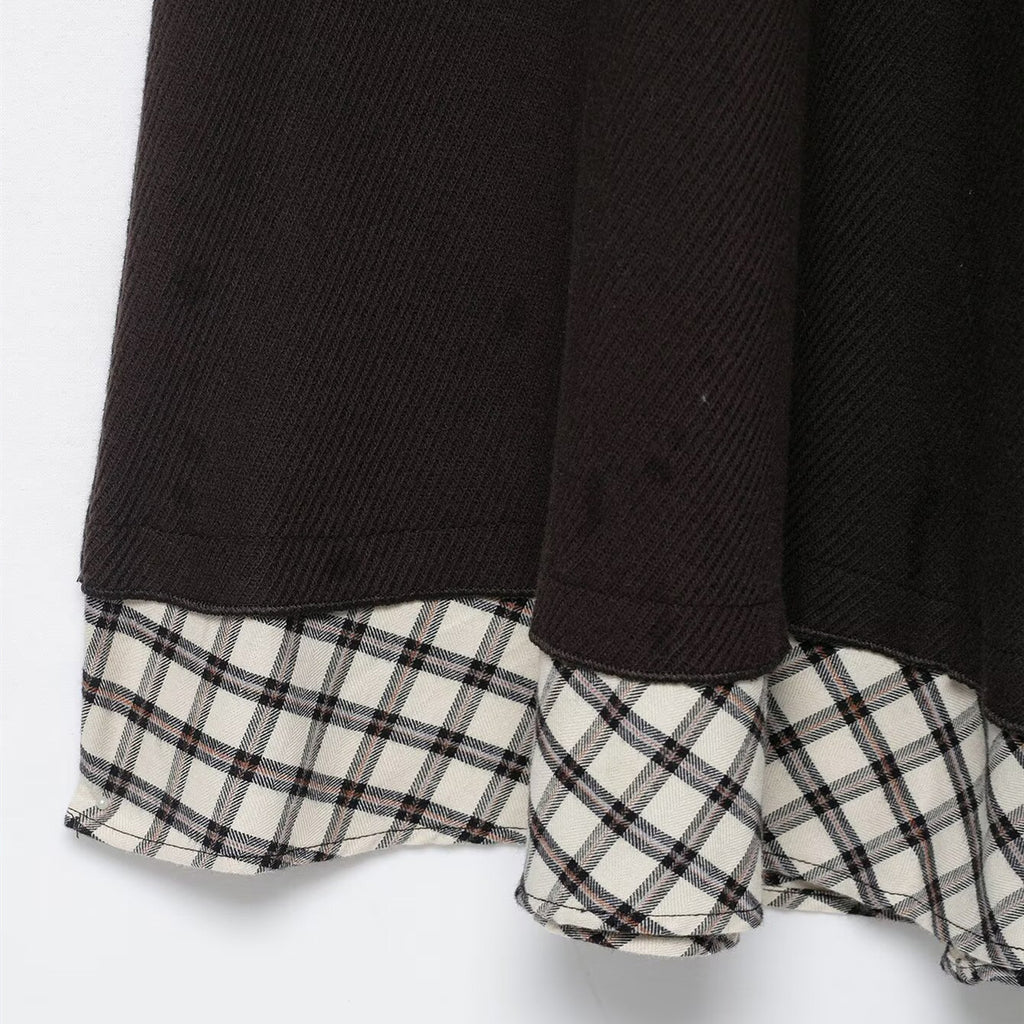 Checkered patchwork short dress