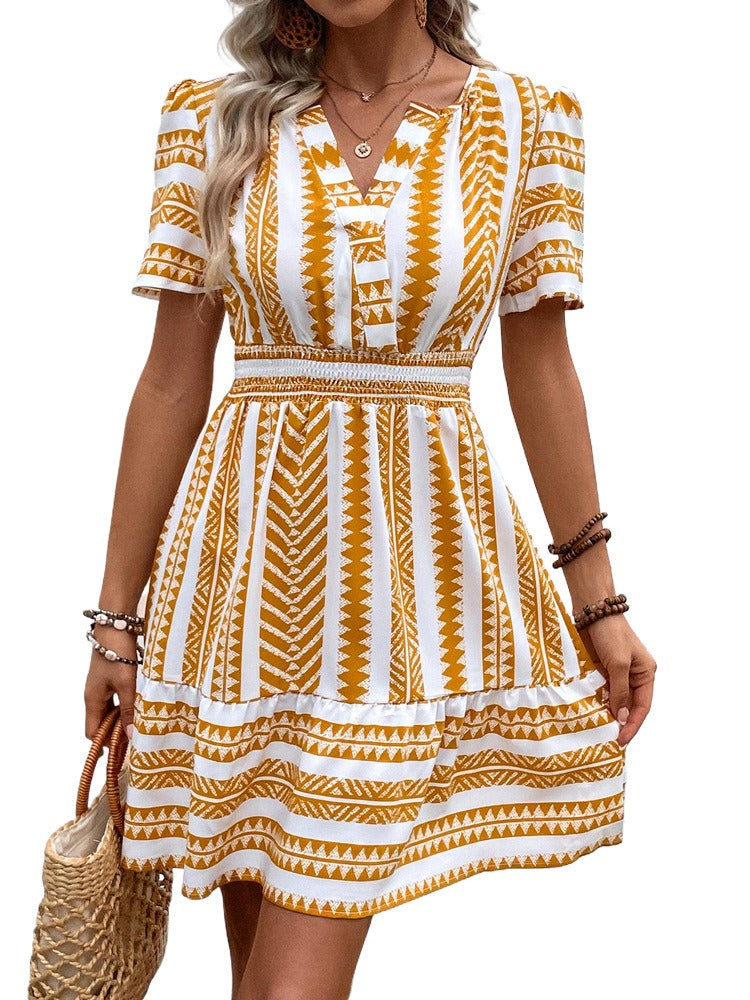 New European and American Summer Women's V-neck Bohemian Style Dress