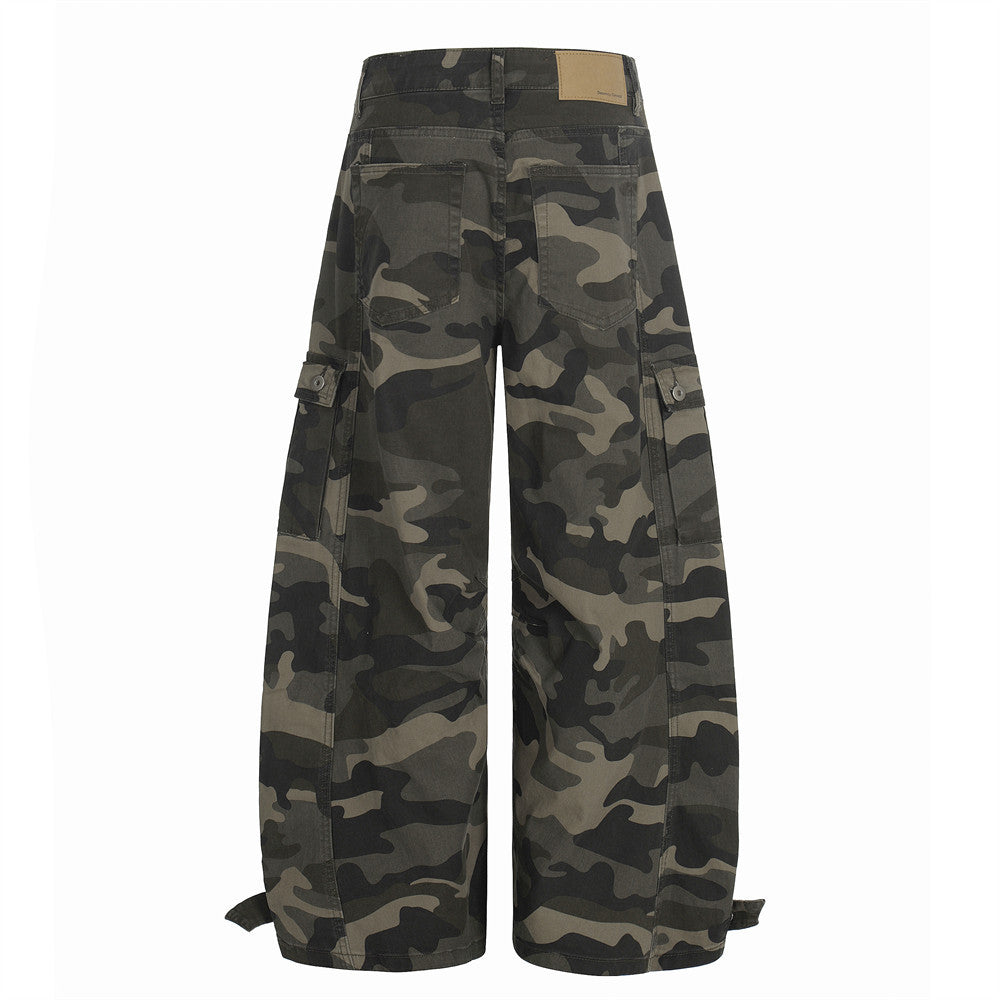 Camouflage curved knife work pants