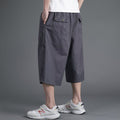 Men's loose casual shorts with cropped pants solid color middle-aged and elderly work pants