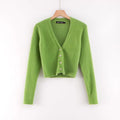 V-neck long sleeved cardigan sweater