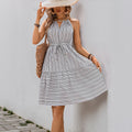 Summer European and American women's suspender striped dress
