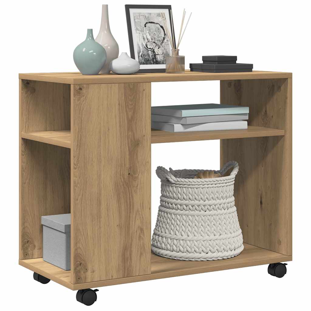 Side Table with Wheels 70x Wood Material   Side Table