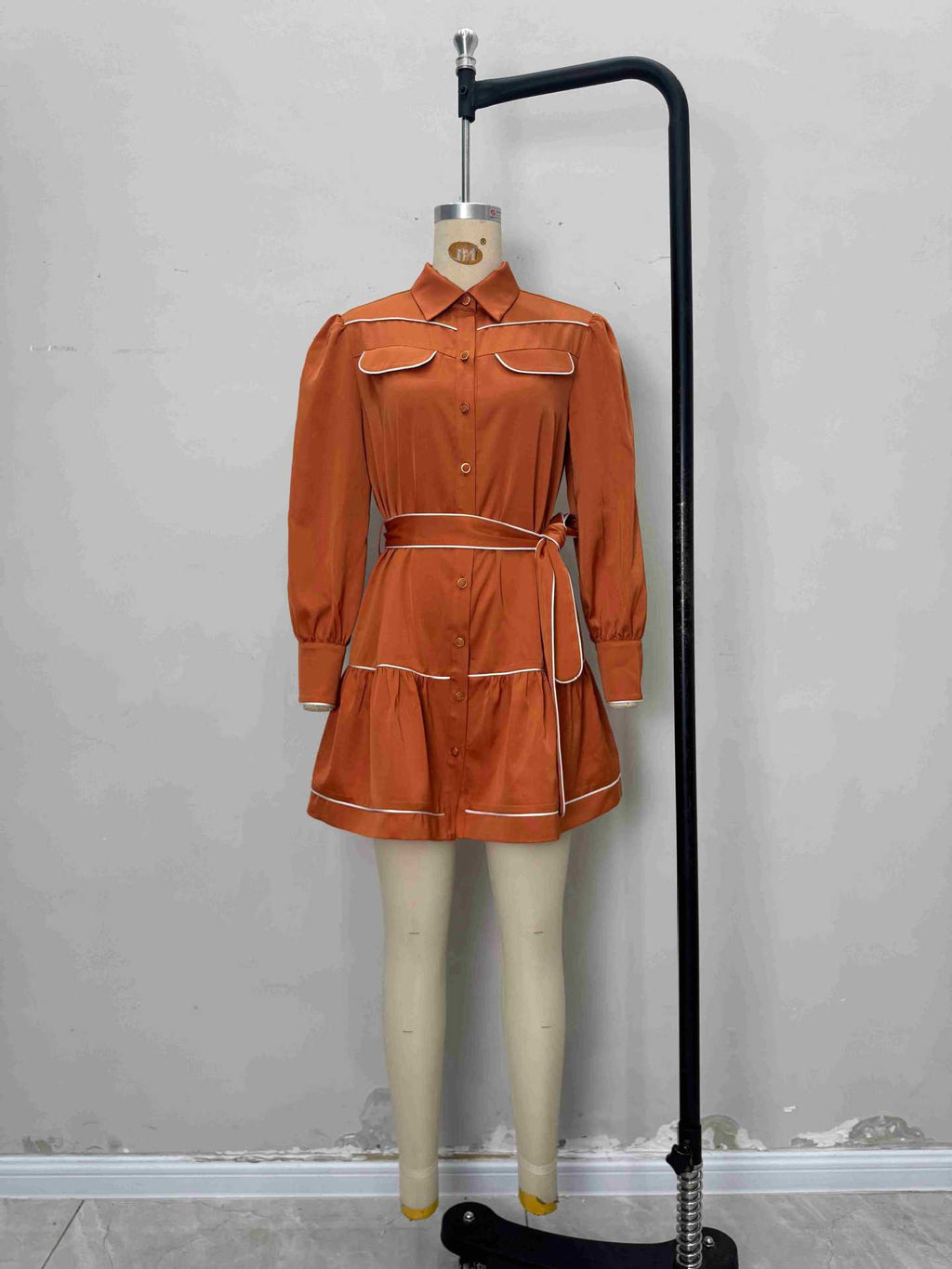 Lace up shirt dress