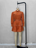 Lace up shirt dress