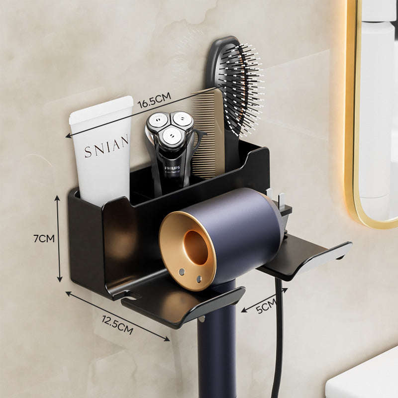 Wall-Mounted Hair Dryer Bracket Shelves Hand-Free Hair Dryer Hangers Bathroom Storage Rack