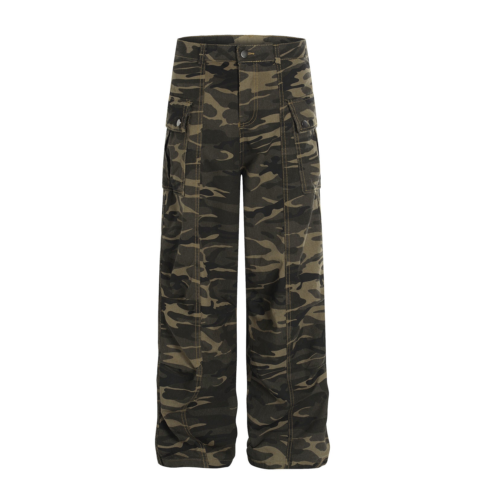 Camouflage straight leg work pants