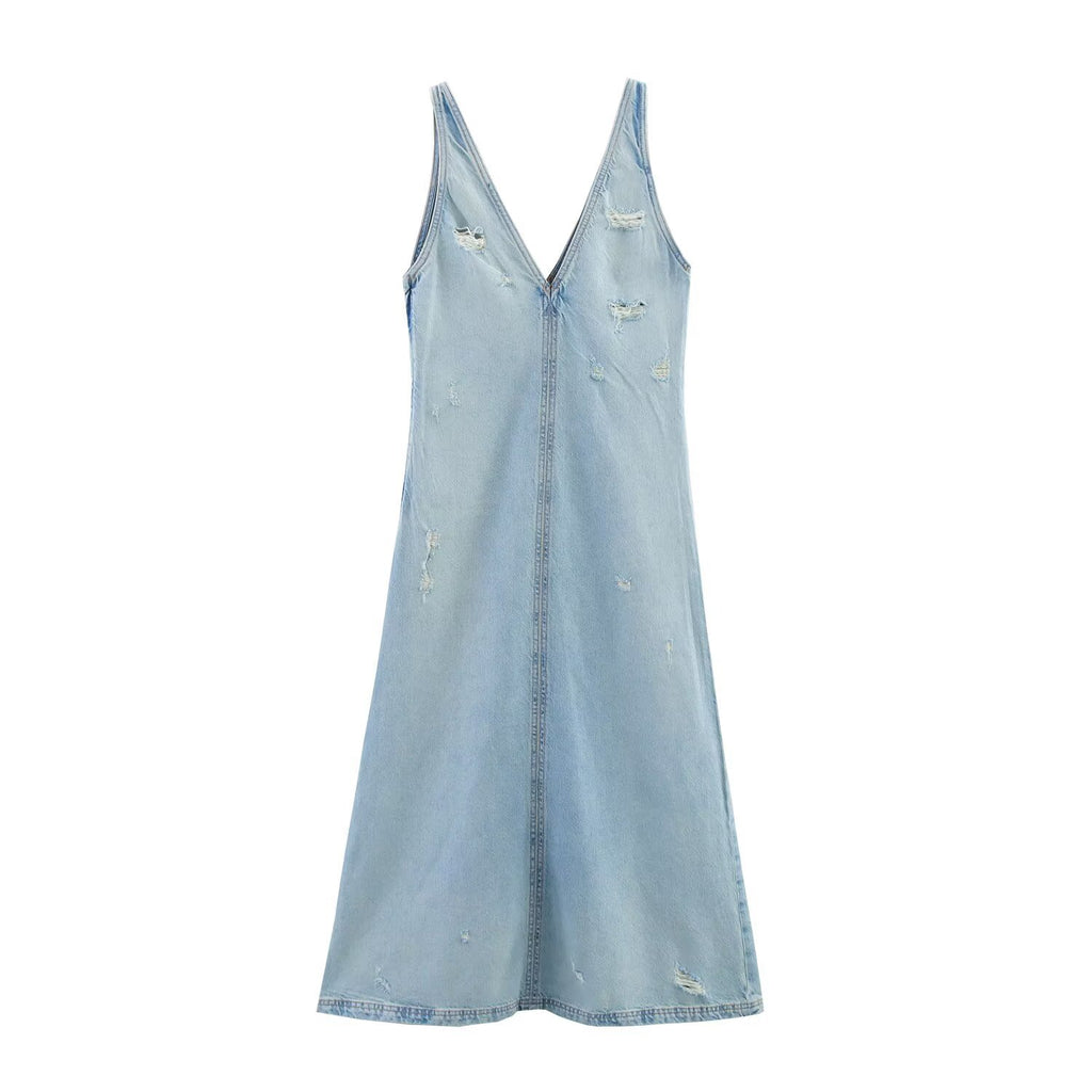 Summer new style with perforated decorative denim dress