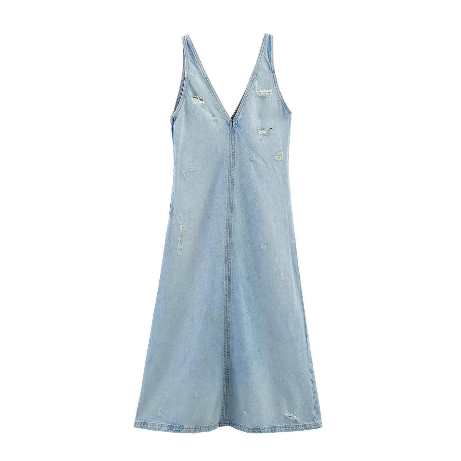 Summer new style with perforated decorative denim dress