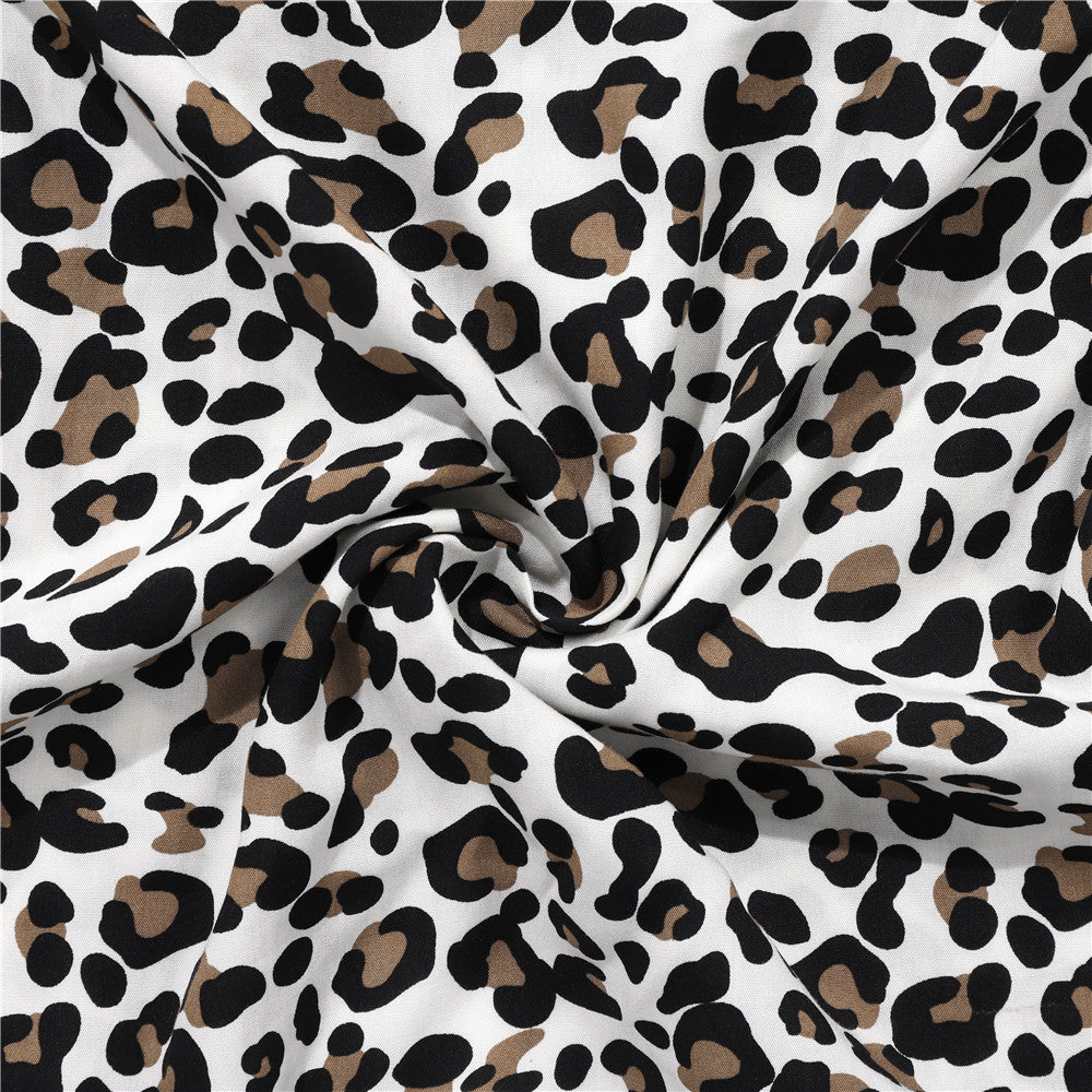 Spring And Summer New V-Neck Trumpet Sleeve Leopard Print Dress