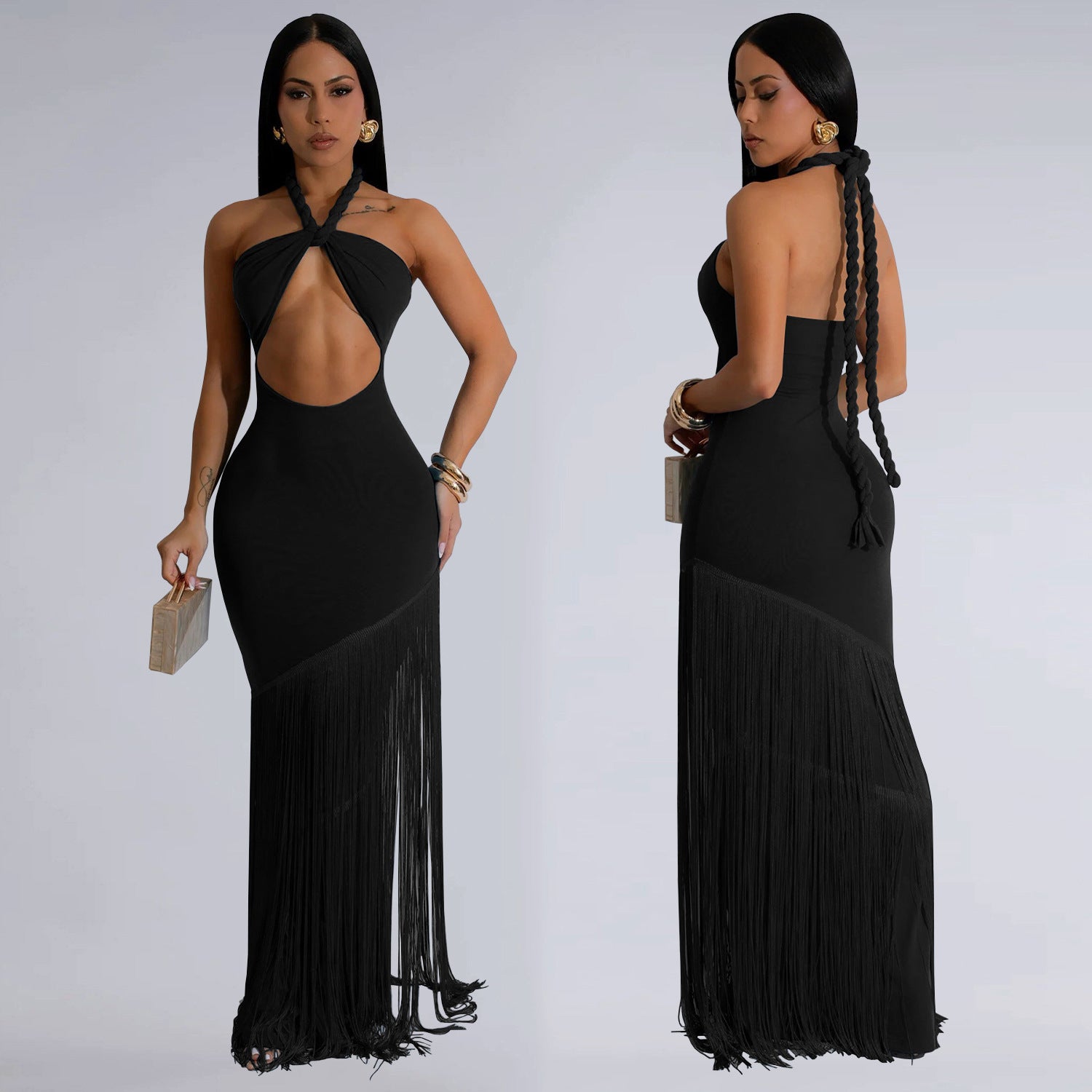 Women's Summer Dress with Tassel Splicing and Strapless Design