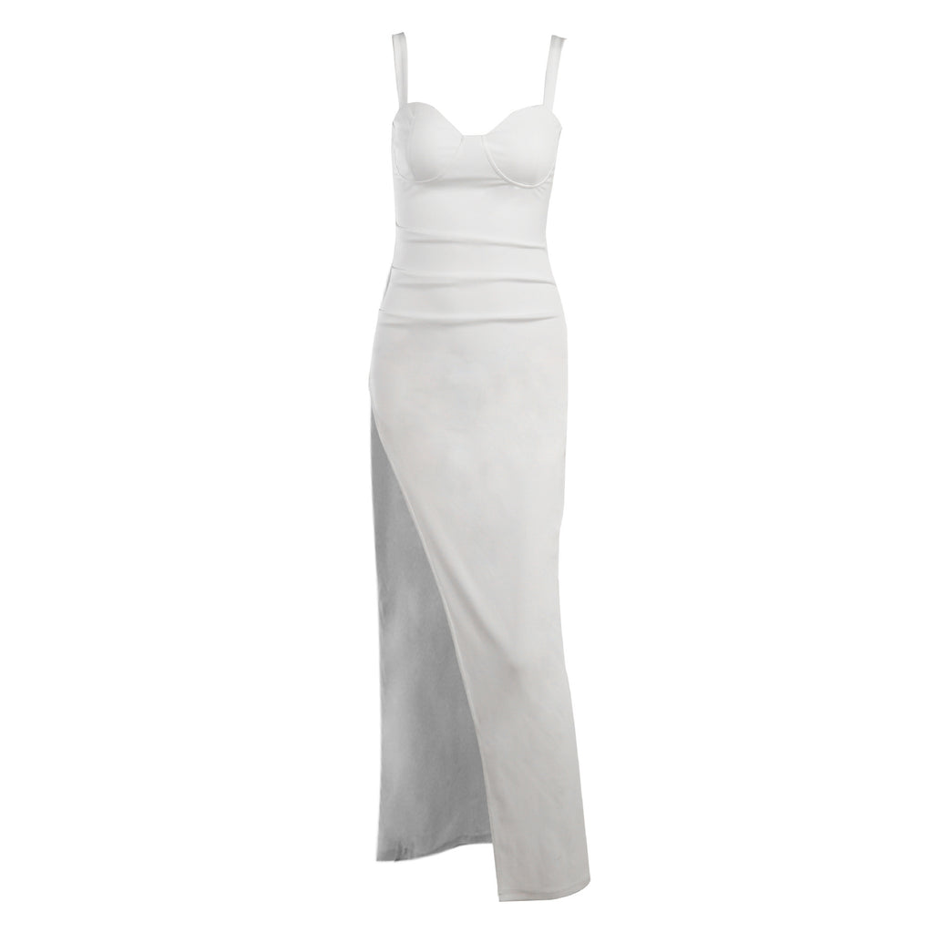 Spring And Summer New Sling High Slit Long Dress Fashionable And Sexy