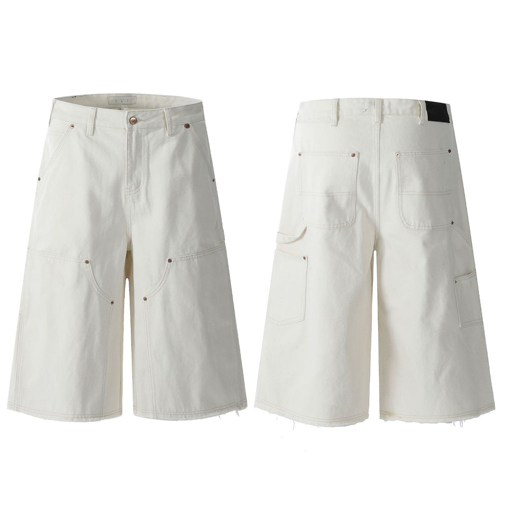 Loose Casual Retro Rivet Carpenter A-line Work Shorts