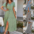 Women's Summer Drawstring Split Holiday Dress Long Skirt