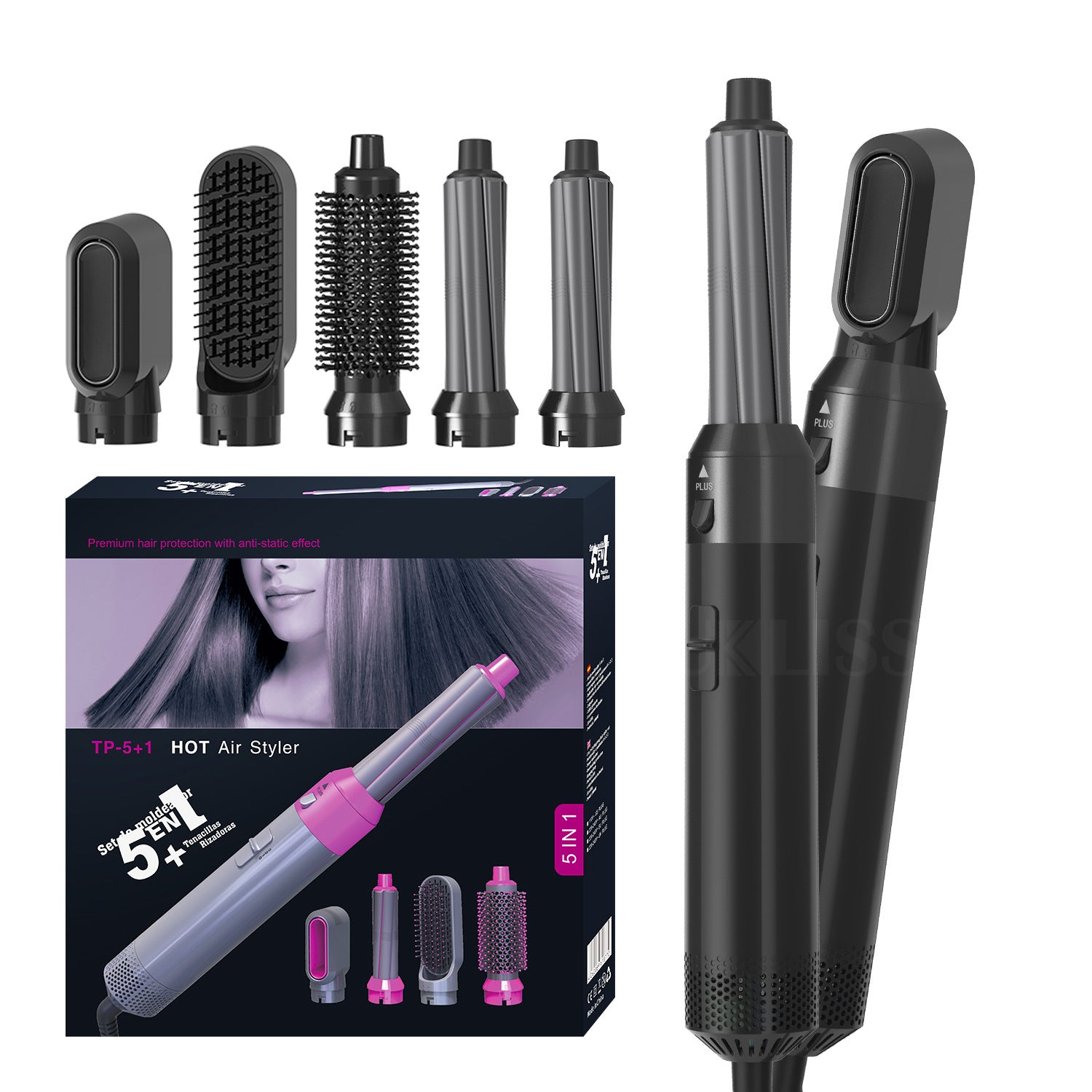 Multifunctional new multi head five-in-one automatic hair sucking hair dryer straight hair comb hair dryer curling rod hot air comb