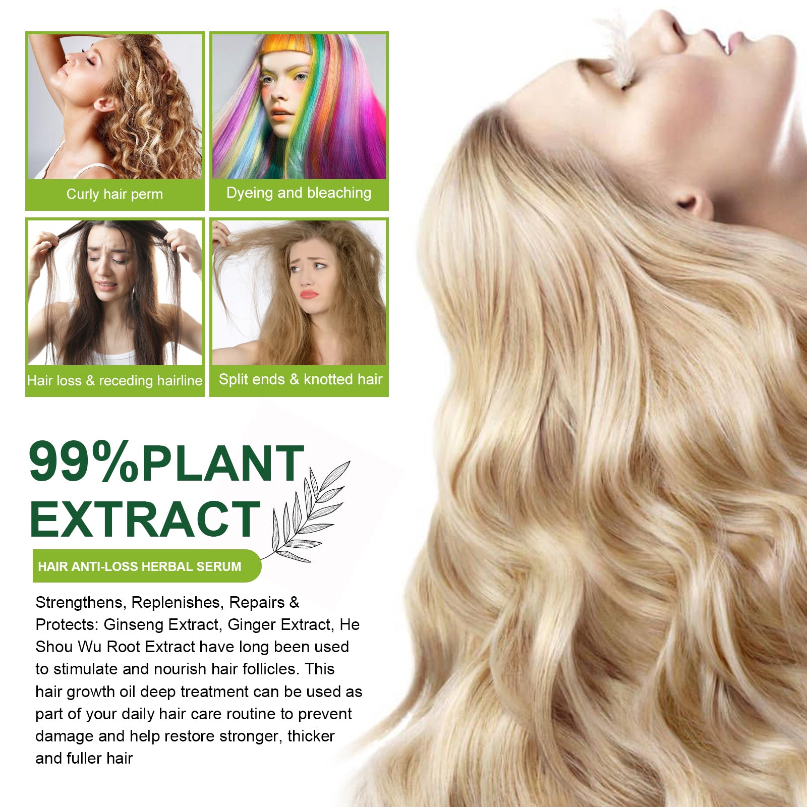 Dense Hair Essential Oil, Smooth Hair Repair Hair Root Thickening And Strengthening Hair Essence