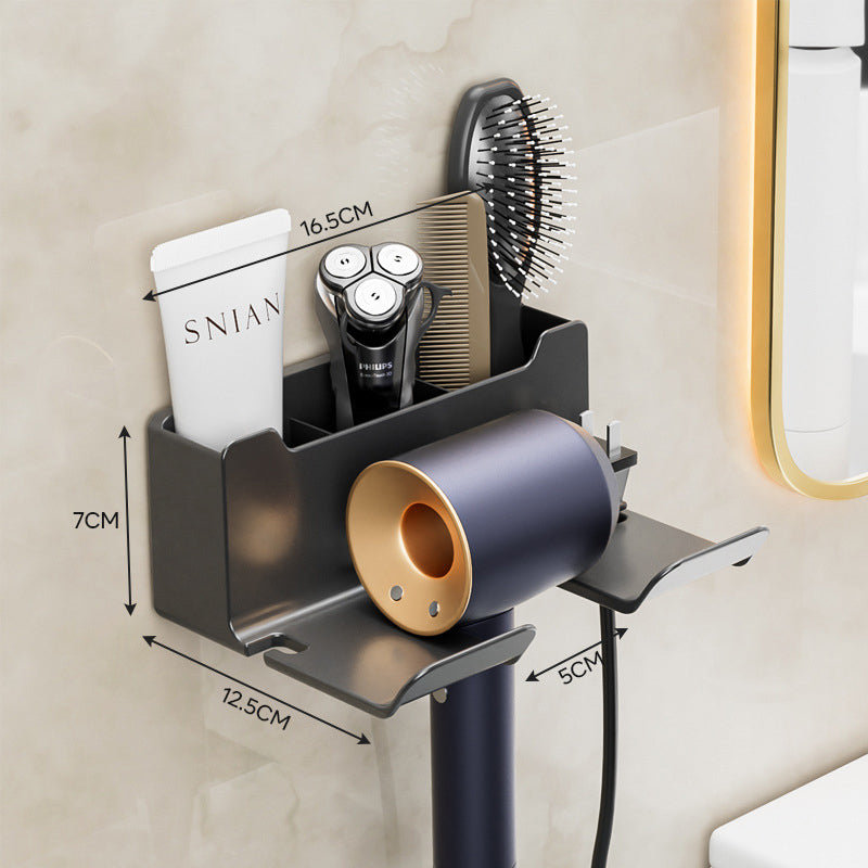 Wall-Mounted Hair Dryer Bracket Shelves Hand-Free Hair Dryer Hangers Bathroom Storage Rack
