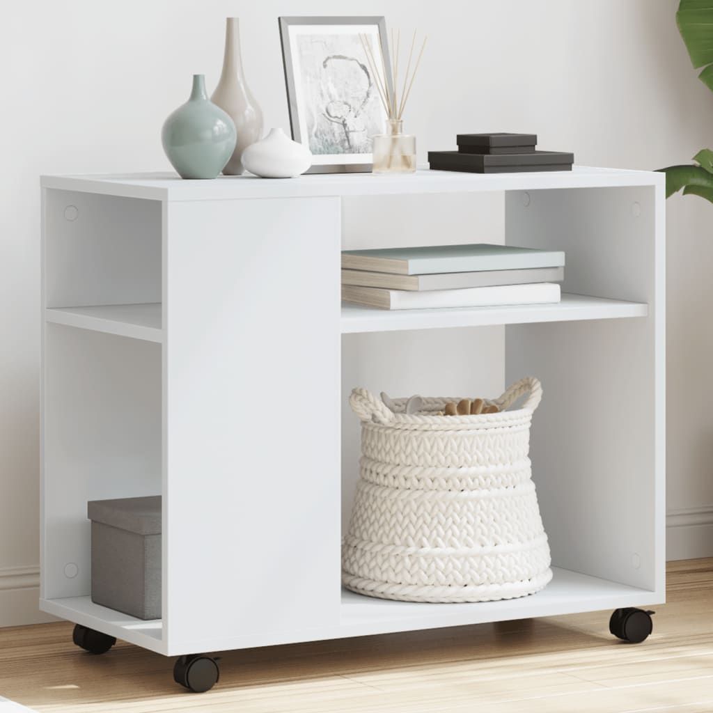 Side Table with Wheels 70x Wood Material   Side Table