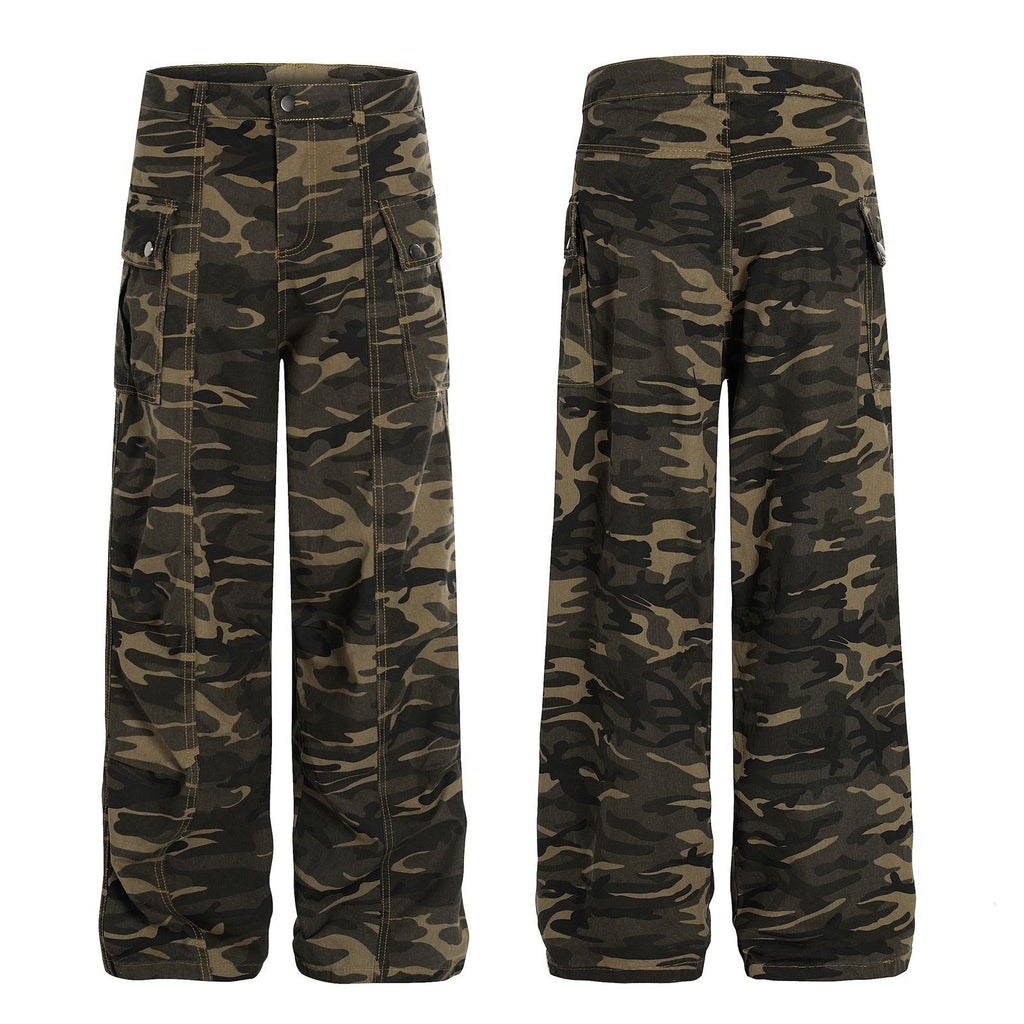 Camouflage straight leg work pants