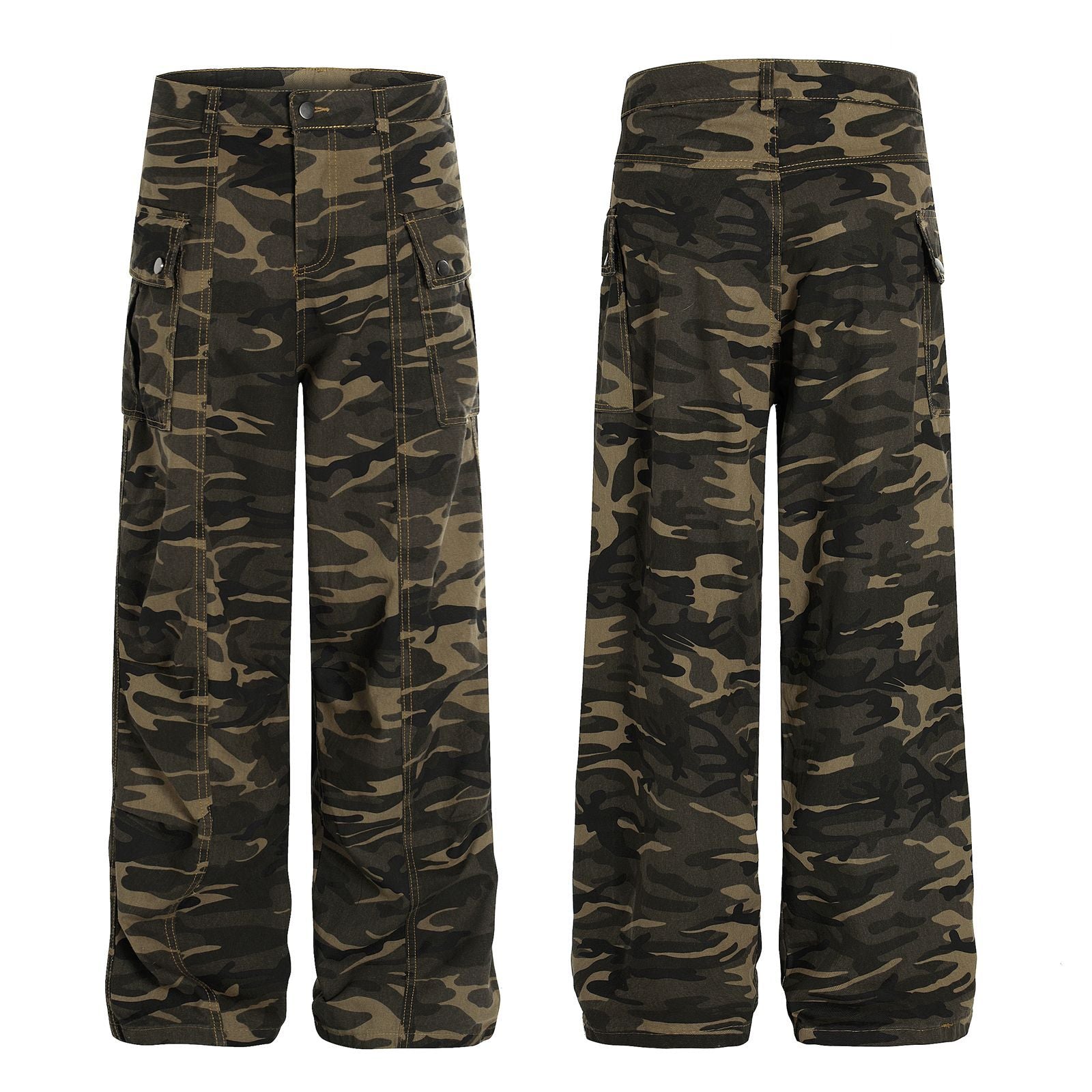 Camouflage straight leg work pants