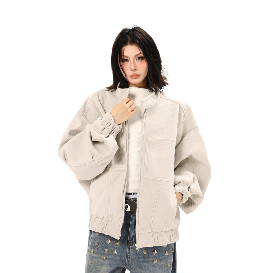 Short Outerwear Baseball Collar Aviator Work Jacket