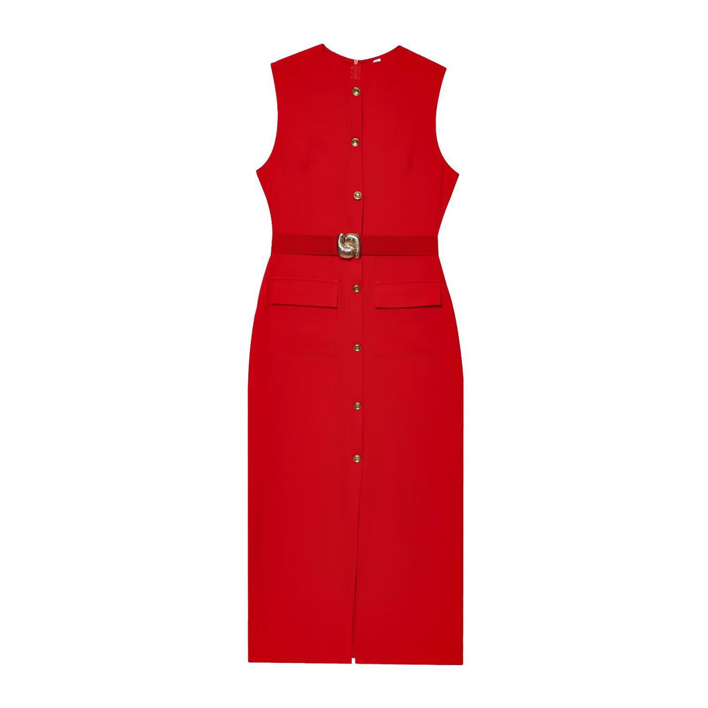 Summer women's sleeveless MIDI dress with waistband