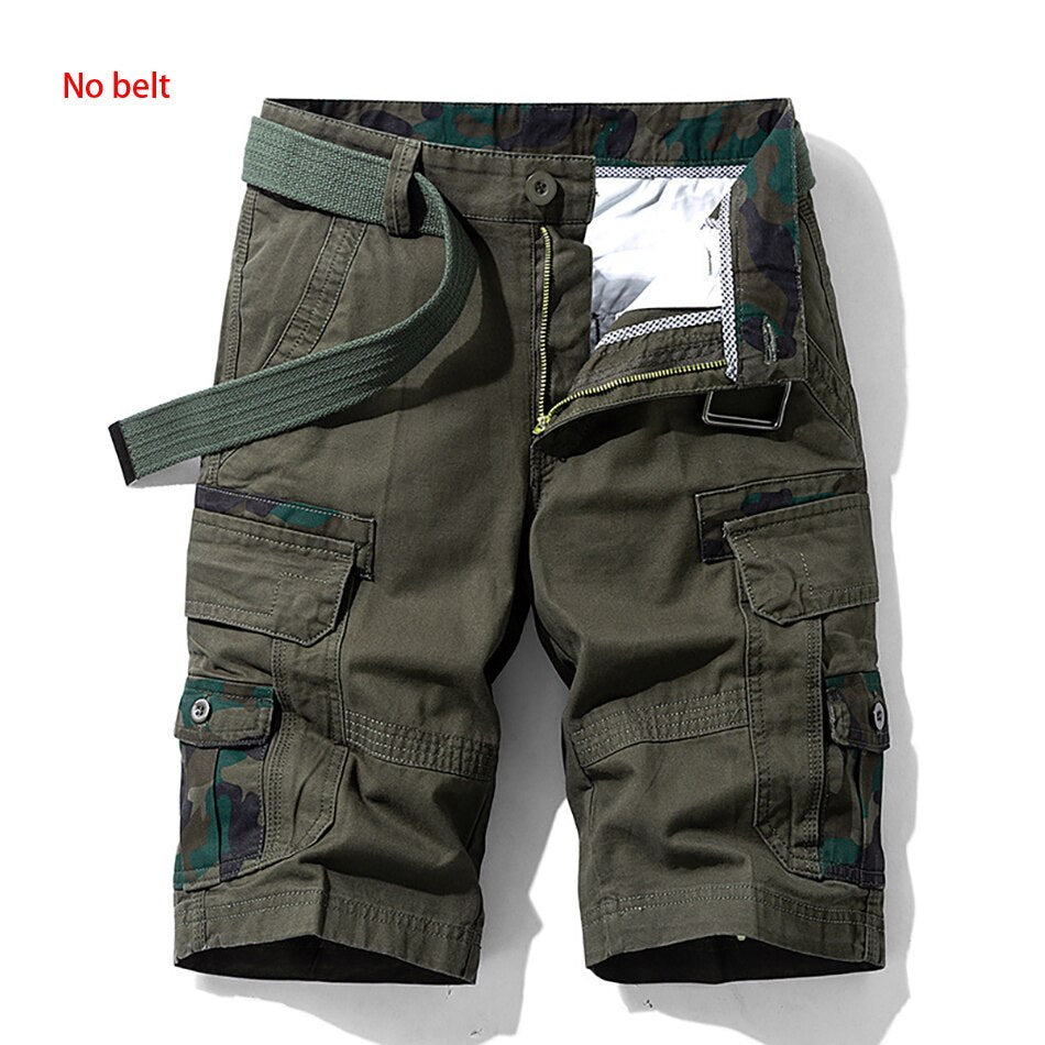 Men's Street Shorts Summer Camouflage Short Casual Cargo Multi-Pocket Cortos Homme Cotton Military Beach Work Brand Pants