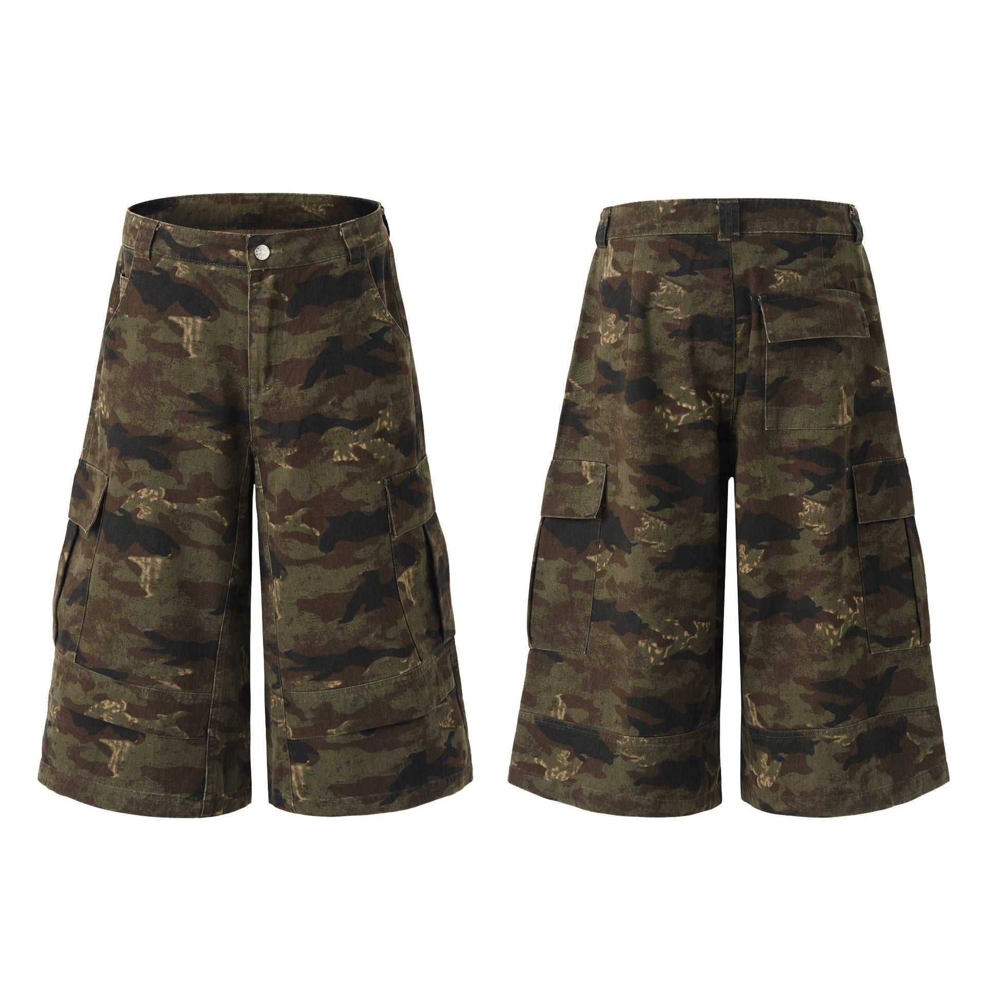 Retro Simple Loose Camouflage Work Shorts Pants