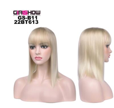 women Bob Wig With Bangs Short Straight Wigs party Synthetic Hair Heat Resistant Fiber fake hair Halloween Perucas