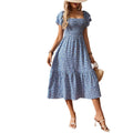Women's elegant style dress, summer vacation beach floral long dress
