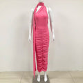 New Summer Women's Sexy One Shoulder Diamond Pleated Skirt 2-Piece Set Elegant Party Set