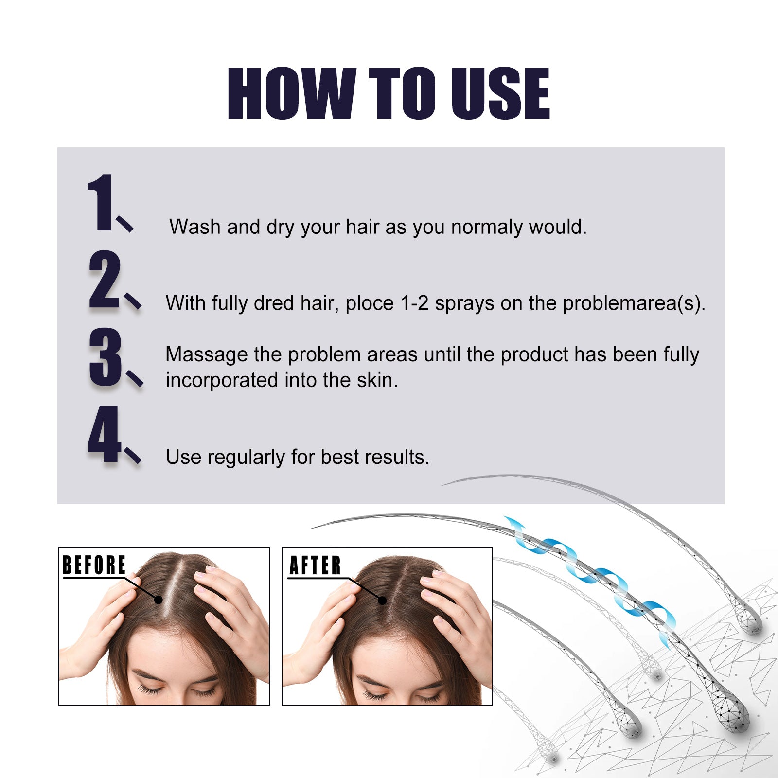 Hair Dense Herbal Spray, Nourishes Hair Prevents Hair Loss Strengthens And Thickens Hair Spray