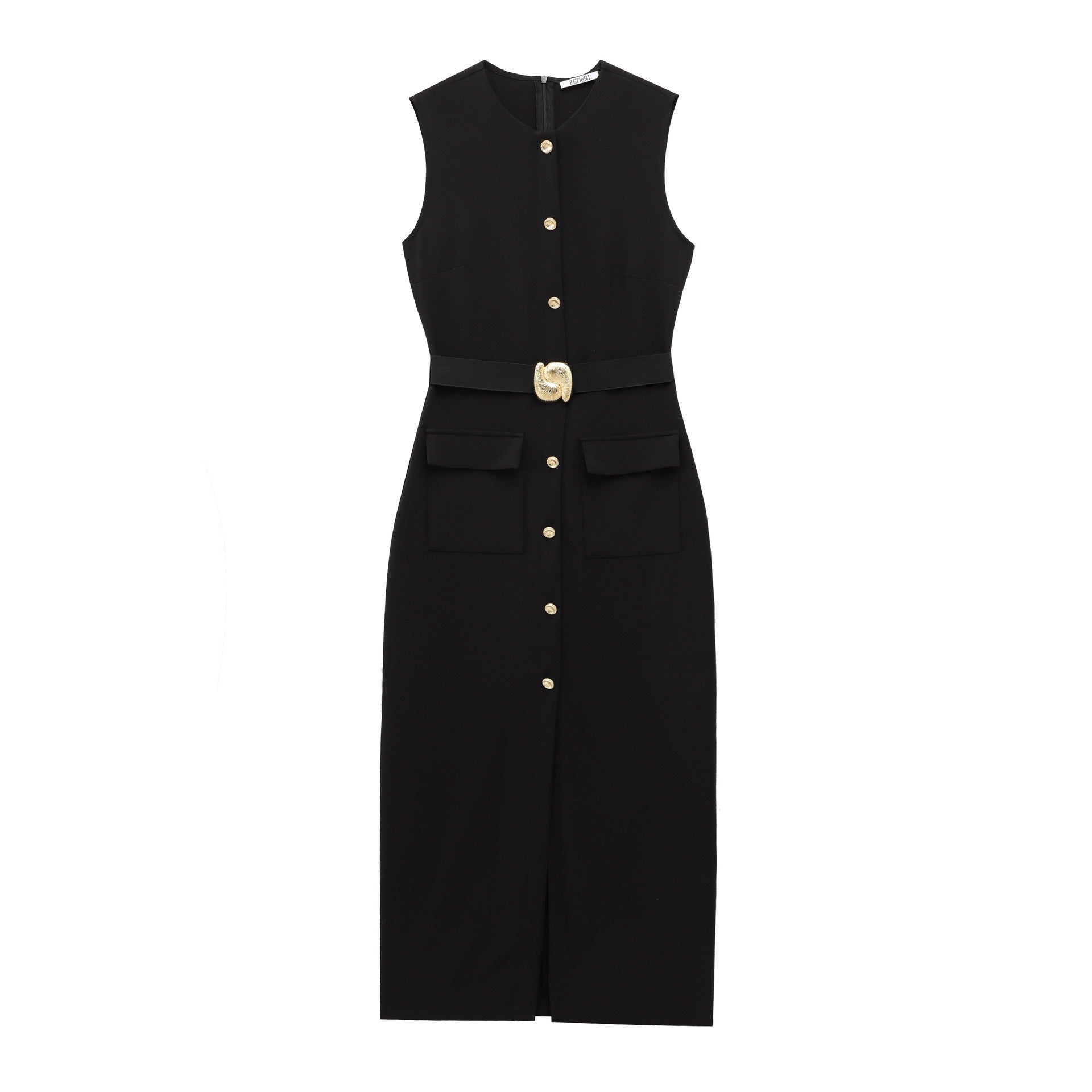 Summer women's sleeveless MIDI dress with waistband