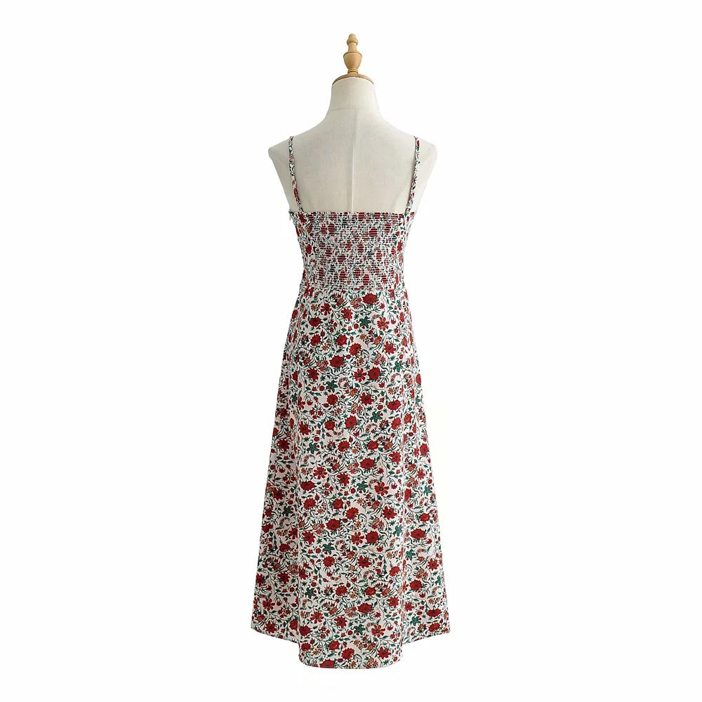Summer Women's Small Floral Suspender Dress