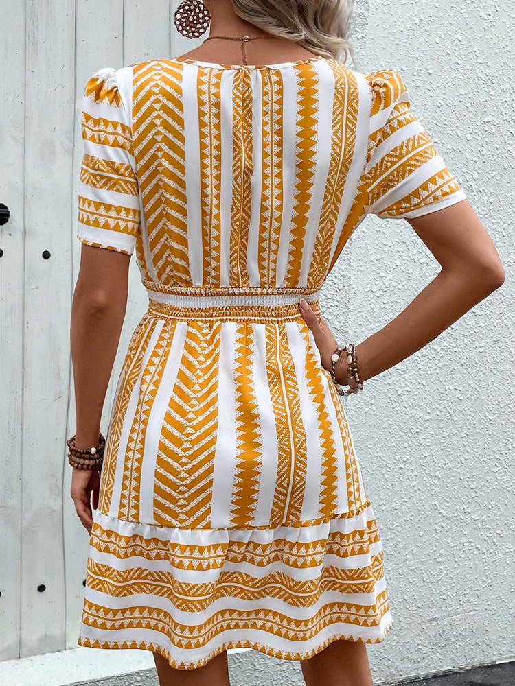 New European and American Summer Women's V-neck Bohemian Style Dress