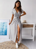 Summer New Print Polka Dot Long Dress For Women