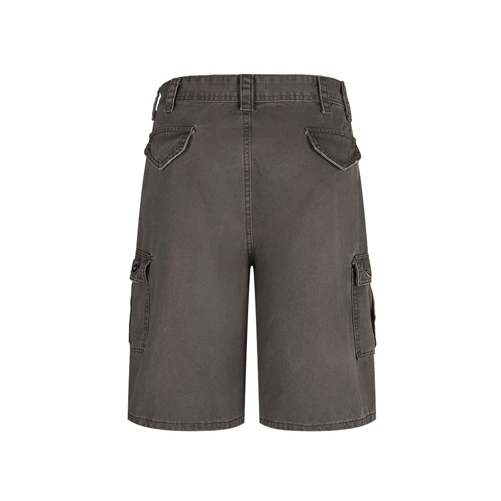 Retro Washed Vintage Multi-Pocket Denim Work Shorts Unisex Loose Wide-Leg Three-Quarter Pants