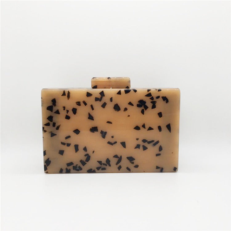 Speckled Pattern Dinner Bag Cross Body Dress Women's Bag Chain Hard Box Acrylic Handbag
