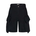 Retro Camouflage Multi-Pocket Denim Work Shorts Unisex Loose Wide-Leg Straight Leg Five-Point Pants