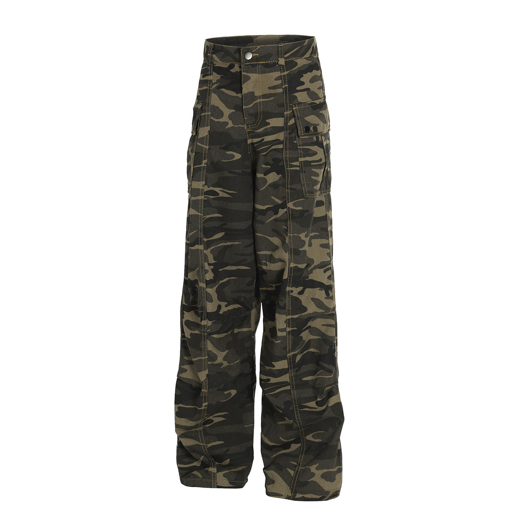 Camouflage straight leg work pants