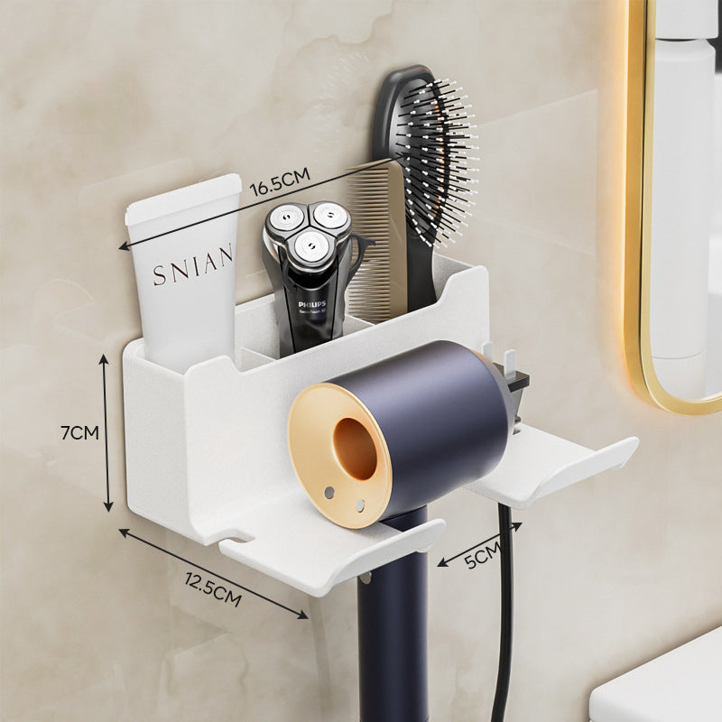 Wall-Mounted Hair Dryer Bracket Shelves Hand-Free Hair Dryer Hangers Bathroom Storage Rack